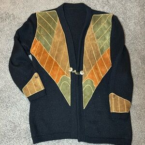 Large Cardigan with Suede design